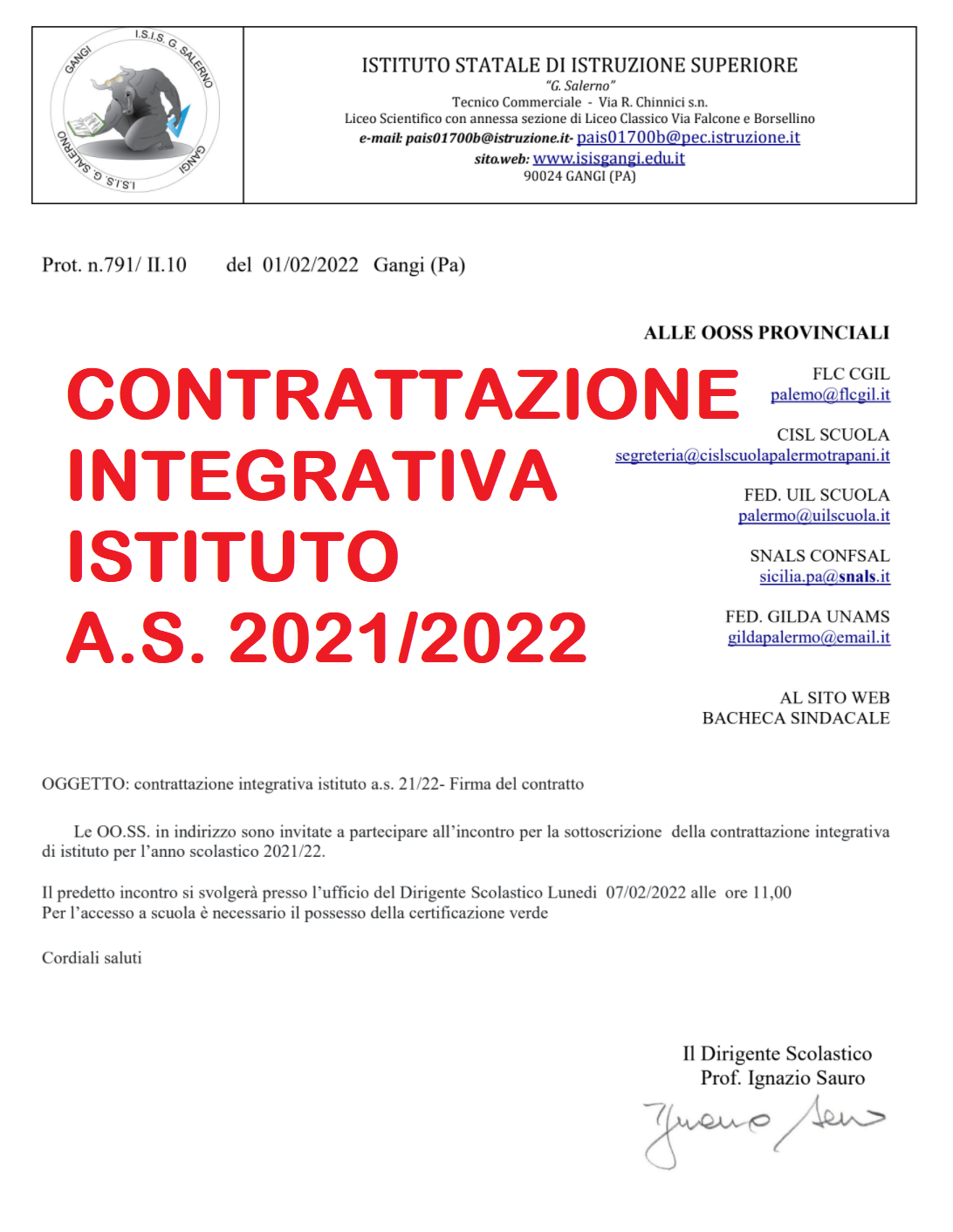Contrattazione A.S. 2021 2022