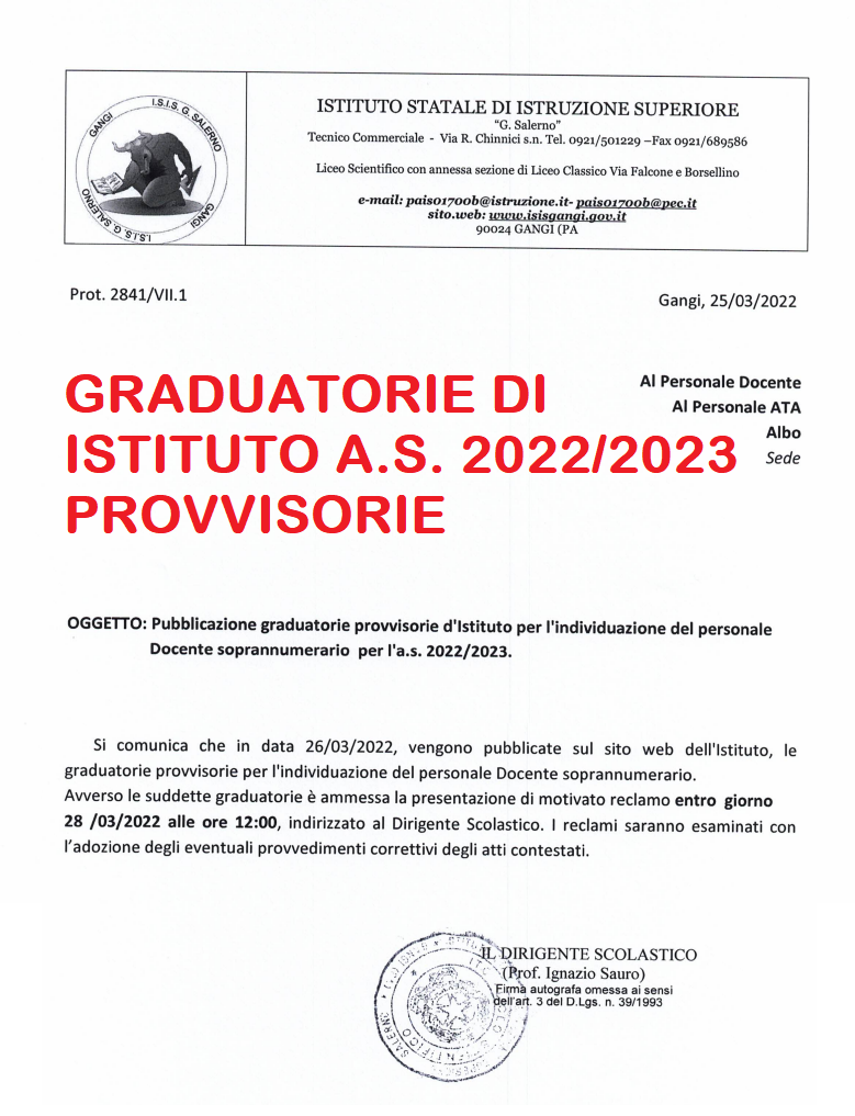 Graduatorie Provvisorie 2022 23